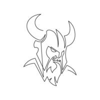 continuous mono line drawing of abstract viking head vector