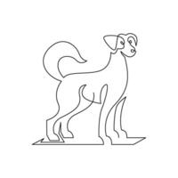 continuous mono line drawing of abstract dog vector