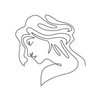 continuous mono line drawing of abstract woman vector