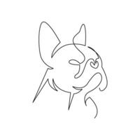 continuous mono line drawing of abstract dog head vector