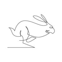 continuous mono line drawing of abstract running rabbit vector