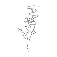 continuous mono line drawing of abstract dancing ballerina vector