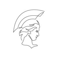 continuous mono line drawing of abstract spartan lady vector
