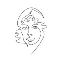 continuous mono line drawing of abstract woman face vector