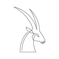 continuous mono line drawing of abstract gazelle head vector