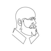 continuous mono line drawing of abstract bald man vector