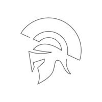 continuous mono line drawing of abstract spartan helmet vector