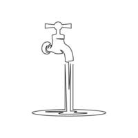 continuous mono line drawing of abstract faucet vector