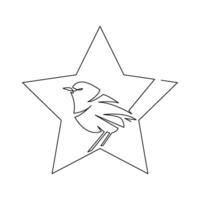 continuous mono line drawing of abstract bird in the star vector