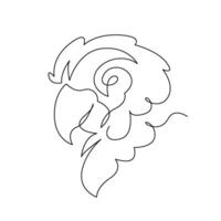 continuous mono line drawing of abstract parrot head vector