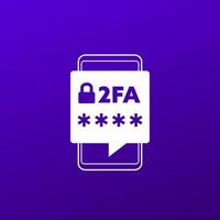 two factor authentication or 2FA icon with a smart phone vector