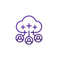 collect user data icon with a cloud, line vector