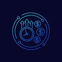overtime pay icon, linear design vector