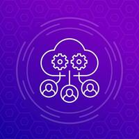 process user data in cloud icon in line design vector