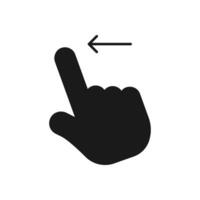 a black hand pointing to an arrow pointing to the left vector
