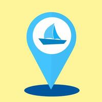 A map pointer with a boat icon on it vector