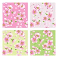 Seamless Pattern Featuring Blooming Apple Tree or Sakura vector