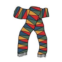 Knitted scarf doodle Hand drawn winter accessories Single design element for card, print, design, decor vector