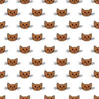 Seamless pattern with cat muzzle doodle for decorative print, wrapping paper, greeting cards, wallpaper and fabric vector
