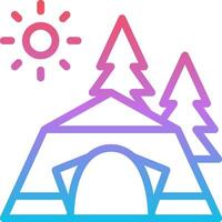 A tent and trees with the sun in the background vector