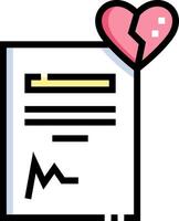 A broken heart is on top of a paper with a broken heart vector