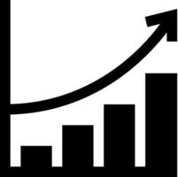 A graph with an upward arrow going up vector