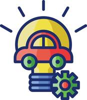 A car and light bulb with gears inside vector