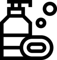 A black and white image of a soap and a roll of toilet paper vector