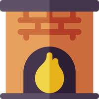 A brick fireplace with a fire in it vector