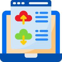 A laptop with a cloud icon and a file icon vector