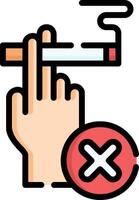 A hand holding a cigarette and a sign that says no smoking vector