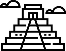 The pyramid of the sun is shown in black and white vector