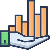 Hand holding a graph bar icon vector