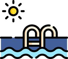 A swimming pool with a sun and a ladder vector