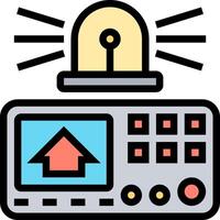 A radio with a clock and a house on it vector