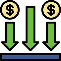 A dollar sign and arrows pointing up vector