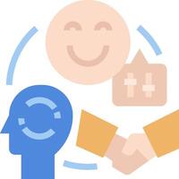 A person shaking hands with a smiley face and a person holding a phone vector