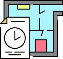 A clock and paper with a map on it vector