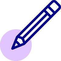 A purple pencil with a blue tip is in the center of a circle vector
