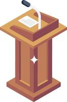 A podium with a microphone and paper on it vector