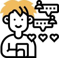 A man with a heart icon and a chat bubble vector