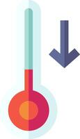 An icon of a thermometer with an arrow pointing down vector
