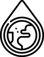 A black and white logo of a drop with a globe inside vector