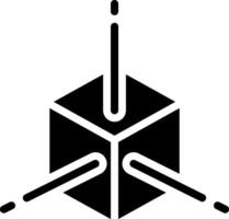 A black and white logo of a cube with a line through it vector