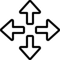 A black and white image of four arrows pointing in different directions vector