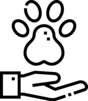 A hand holding a paw and a paw print vector