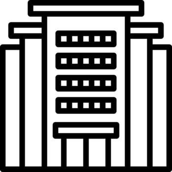 A building with a large window and a sign on it vector