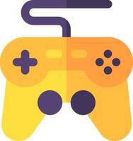 A yellow game controller with a purple cord vector