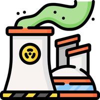An illustration of a factory with a green smoke coming out of it vector