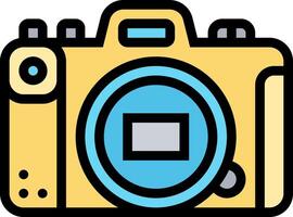 A camera icon with a yellow background vector